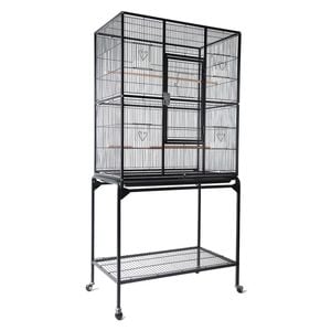 Rolling Large Bird Cage Cockatiel Conure Aviary W/detachable Stand Storage Shelf
