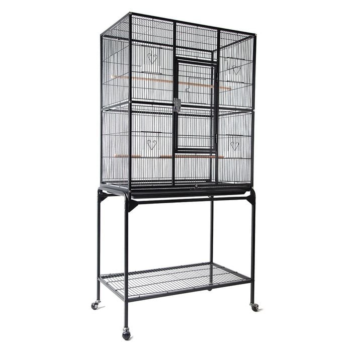 Rolling Large Bird Cage Cockatiel Conure Aviary W/detachable Stand Storage Shelf