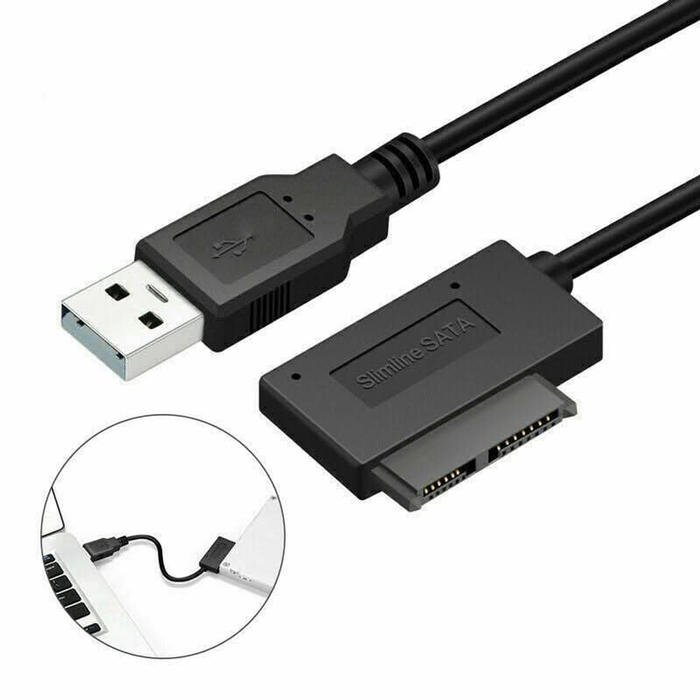 7+6 13pin Slim Sata To Usb Cd Dvd Rom Optical Hard Drive Cable Adapter Converter