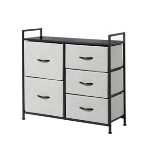 Sherwood Luna 5 Chest Of Drawers Lowboy Dresser Storage Wooden Desk Grey
