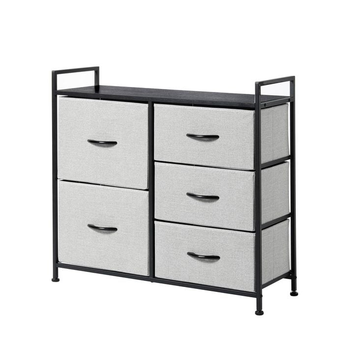 Sherwood Luna 5 Chest Of Drawers Lowboy Dresser Storage Wooden Desk Grey