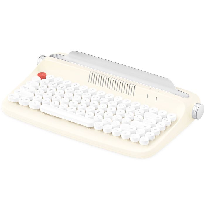 Retro Typewriter Bluetooth Wireless Keyboard Tablet Holder 84 Key - Ivory