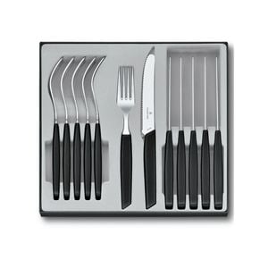 Victorinox 12 Piece Modern Steak Knife & Fork Cutlery Set Of 12pc Black