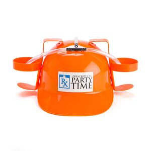MDI Drinking Hat Beer Helmet Drink Dispenser Prescription 31x27cm Orange