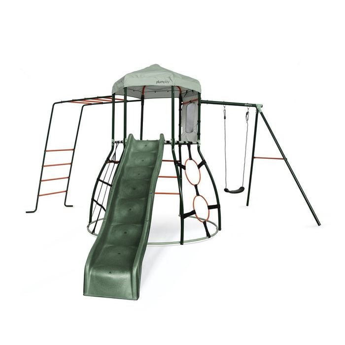 Plum Play Kids Outdoor Metal Climbing Dome frame with Slide & Monkey Bars 3y+