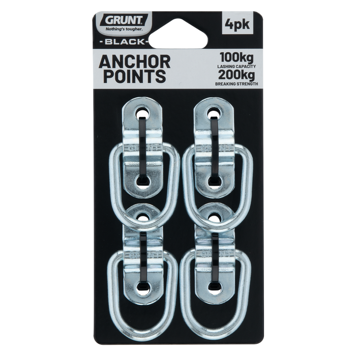 GRUNT Galvanised D Ring Anchor Points - 4 Pack