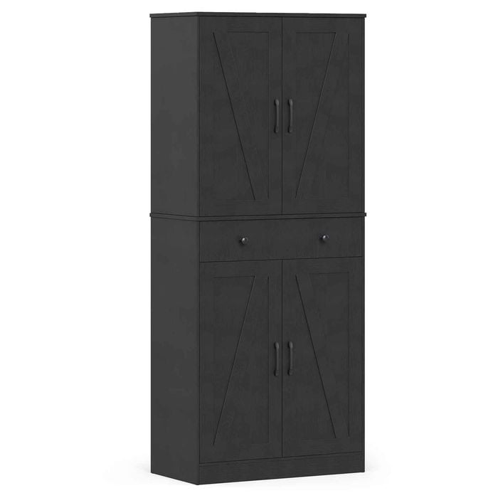 Costway 183cm Kitchen Pantry Storage Cupboard Cabinet Black
