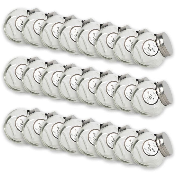 24PK Glass & Co Willow Premium Tilt Silver Screw Lid Storage Jar 150ml Clear