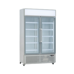 Exquisite DC1010P Two Glass Door Upright Display Refrigerators White 850 Litre