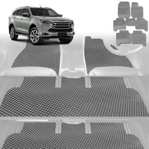 6D Diamond Car Floor Mats for Isuzu MU-X 2021-Current-Ultimate Set-Grey-Outback GT