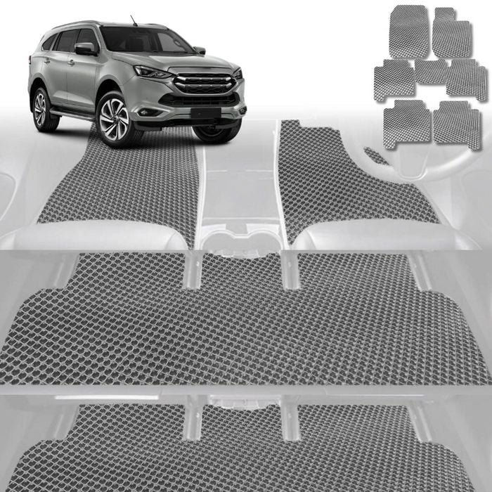 6D Diamond Car Floor Mats for Isuzu MU-X 2021-Current-Ultimate Set-Grey-Outback GT