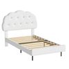 Ufurniture Adjustable Headboard Floating Bed Frame with LED Lights King Single White