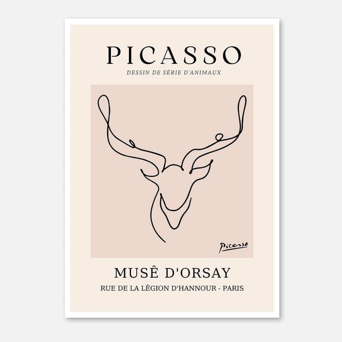 Galrie Elegant Minimalist Art Print of Picasso's Animal Drawings, Poster Only, A2 42 x 60cm (16 x 24inch)