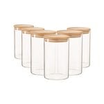 Argon Tableware Scandi Glass Storage Jars with Wooden Lids - 1 Litre - Pack of 6