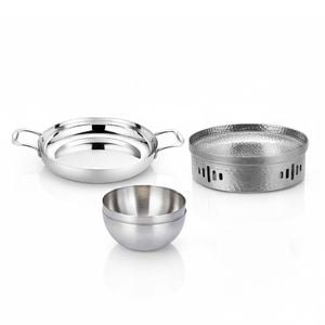SOGA Kitchenware Bundle – Silver Dry Pots & Elegant Salad Bowl for Essential Kitchen Use
