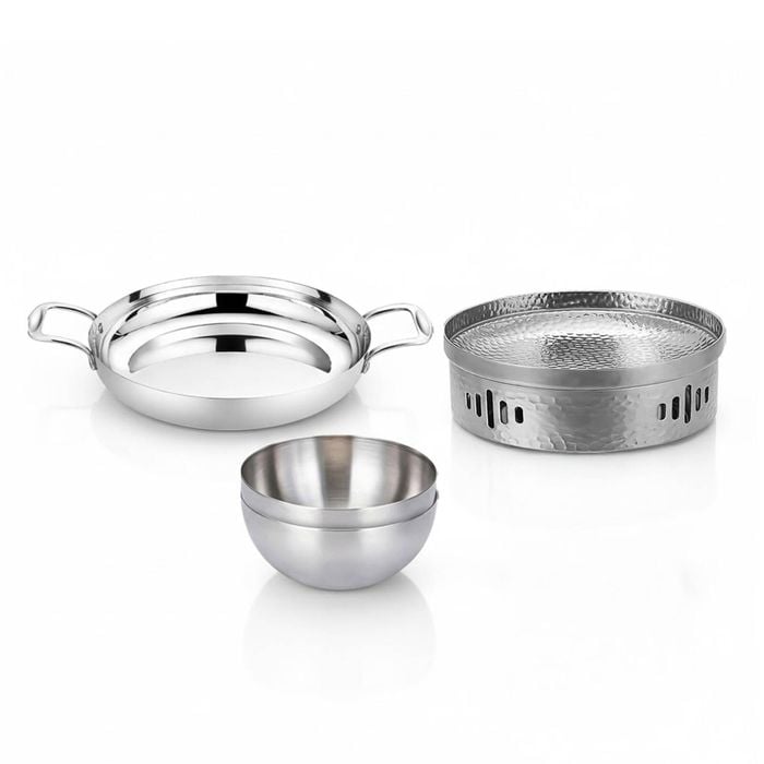 SOGA Kitchenware Bundle – Silver Dry Pots & Elegant Salad Bowl for Essential Kitchen Use
