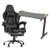 Advwin Gaming Office Desk 120cm Led Light & Gaming Chair With Footrest Black