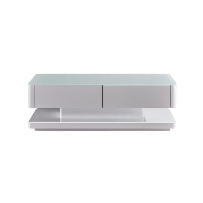 Stylish Coffee Table High Gloss Finish Shiny White Colour with 4 Drawers Storage