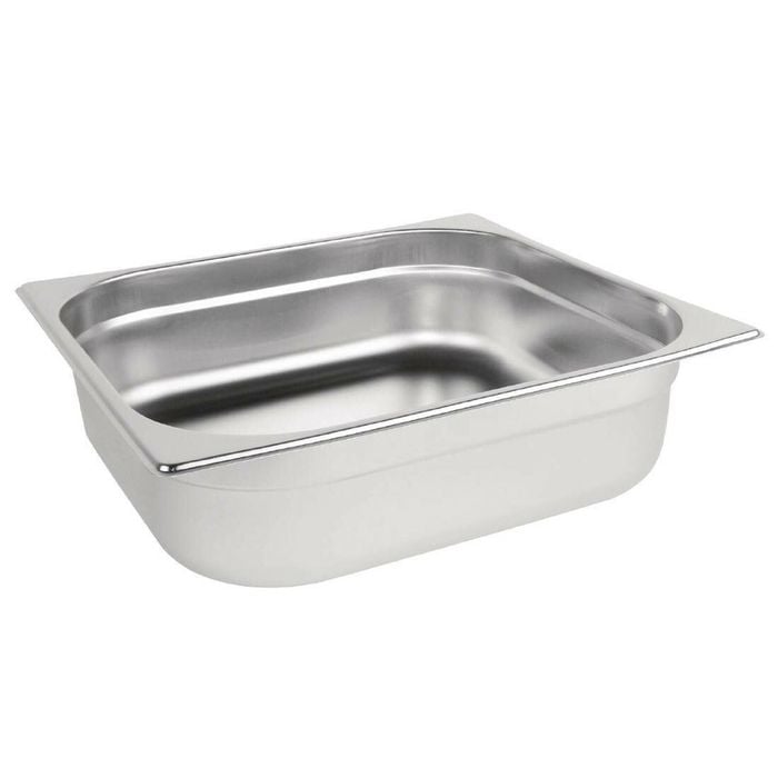 Vogue Stainless Steel Gastronorm Tray 2/3 Gn 100mm Commercial Kitchen Food Storage Tray