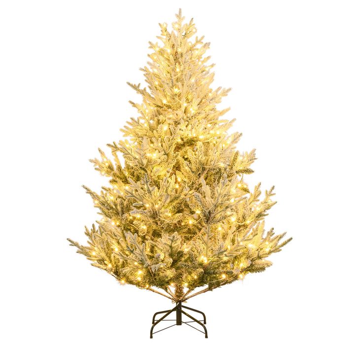 Costway 1.8M Snow Flocked Artificial Christmas Tree  8 + 5 Lighting Modes w/Auto Timer
