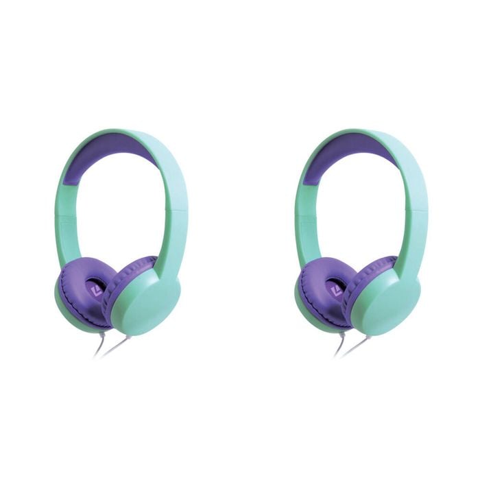 2PK Liquid Ears Kidz 3.5mm Wired On-Ear Headphones Mint Lavender
