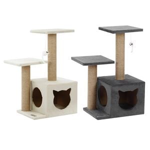 Beige / Grey Cat Scratching Tree Scratcher Post Pole Furniture Gym House