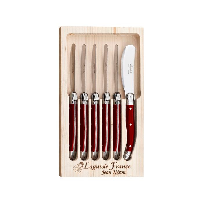 Laguiole Jean Neron 6pc. Butter/pate Knife Set - Red