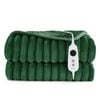 Dreamaker Cirra Chunky Embossed Fleece Heated Throw Emerald Green 180 X 200cm | Overheat Protection & Washable