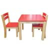Red Top Timber  children Table 60 x 60 cm with 2 Matching Chairs