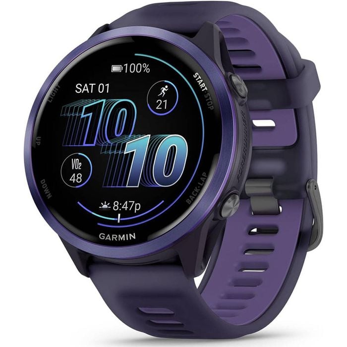 Garmin Forerunner 570 47mm GPS Running Smartwatch - Indigo Aluminum with Translucent Imperial Purple/Indigo Band