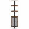 Costway 6tier Corner Shelf 170cm Bookshelf Cabinet Doors Plant Brown