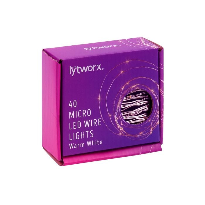 Lytworx 40 Warm White Battery Operated Micro LED Wire Lights