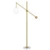 Telbix Kemi Vintage Standing Floor Lamp Light Marble Glass Metal Opal Matt Gold White Marble