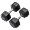 METEOR 25kg Pair Rubber Hex Dumbbells