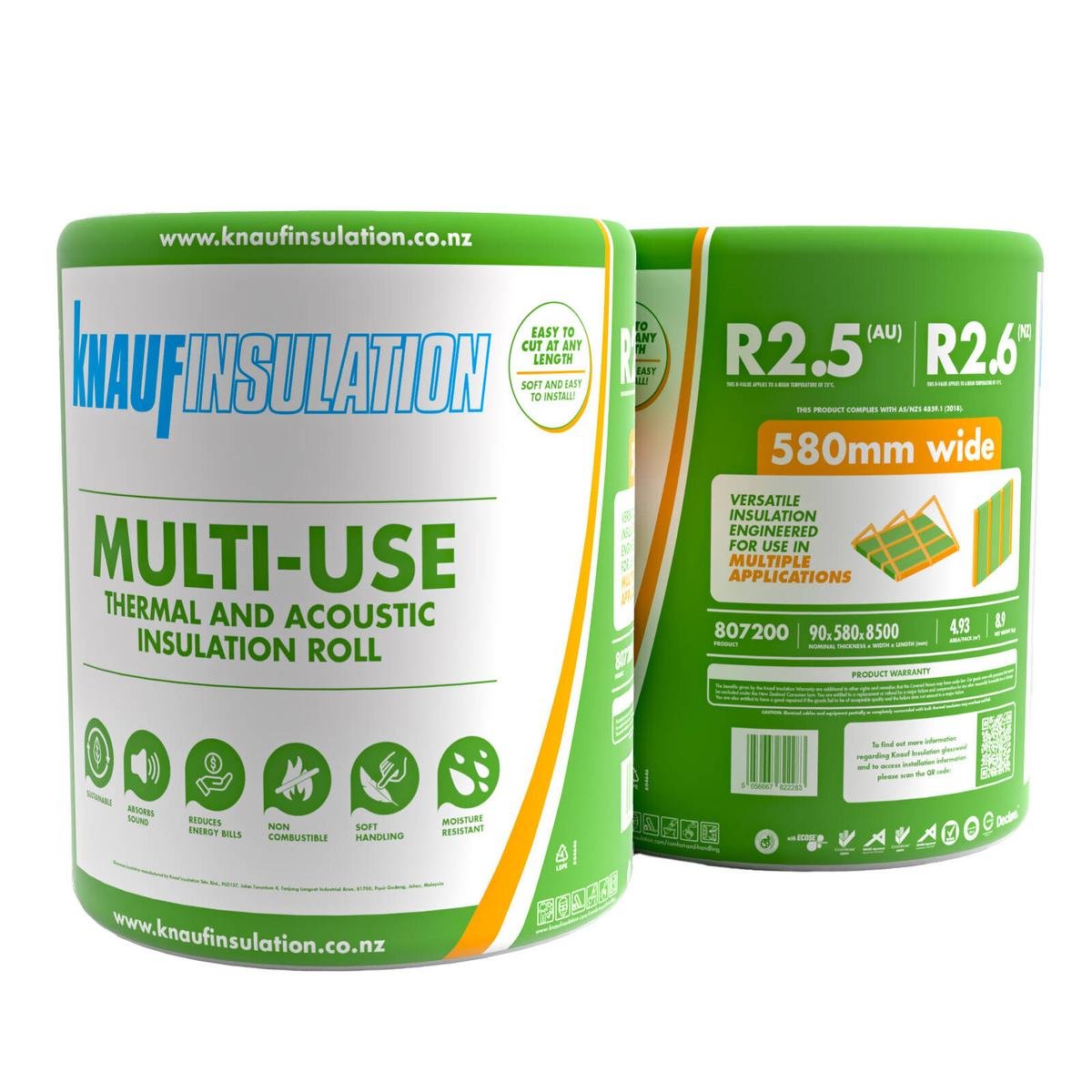 Knauf Insulation MultiUse Roll R2.6 90mm x 580mm x 8500mm 4.93m2