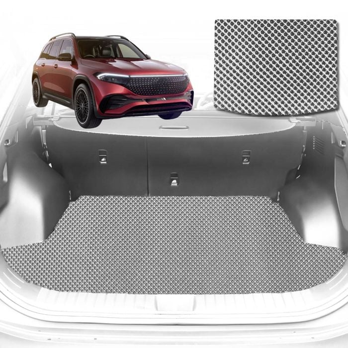 6D Diamond Car Boot Mat for Mercedes-Benz EQB SUV (X243)2022-Current-(3rd Row folded/5 seater)-Cargo Mat-Grey-Outback GT