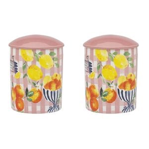 2PK Porto Positano Ceramic Soy Wax Candle w/ Lid 70-80hrs 490g Multi-Coloured