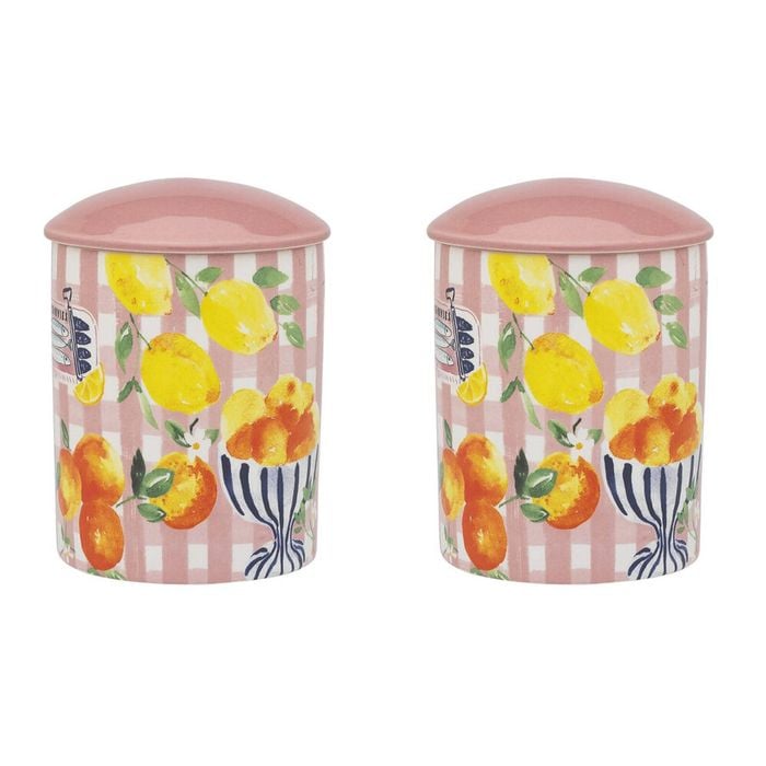 2PK Porto Positano Ceramic Soy Wax Candle w/ Lid 70-80hrs 490g Multi-Coloured