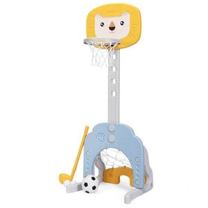 Costway 3-in-1 Basketball Hoop Set Adjustable Sports Activity Center W/balls Yellow