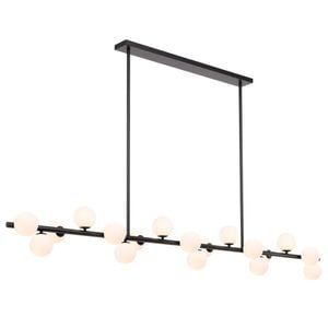 Telbix Moran Modern 18-Lights Pendant Hanging Lamp Light Metal Glass Black Opal Matt Matte