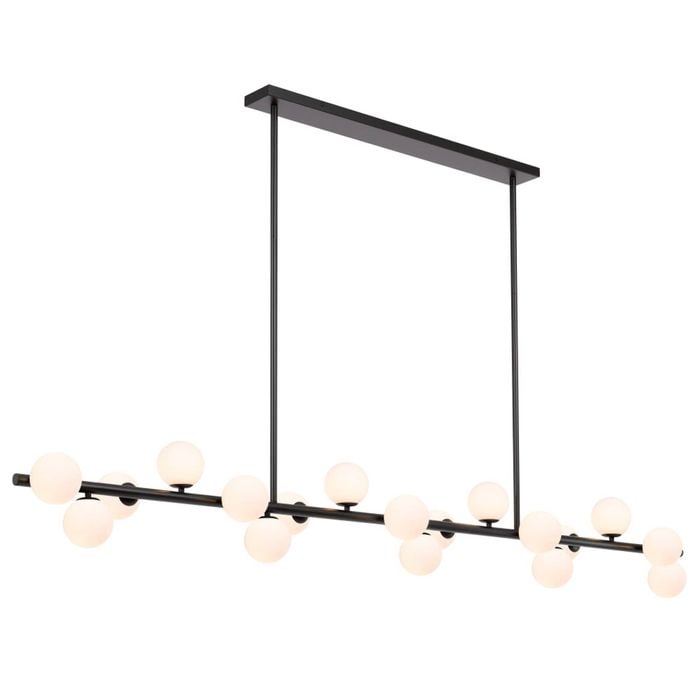 Telbix Moran Modern 18-Lights Pendant Hanging Lamp Light Metal Glass Black Opal Matt Matte