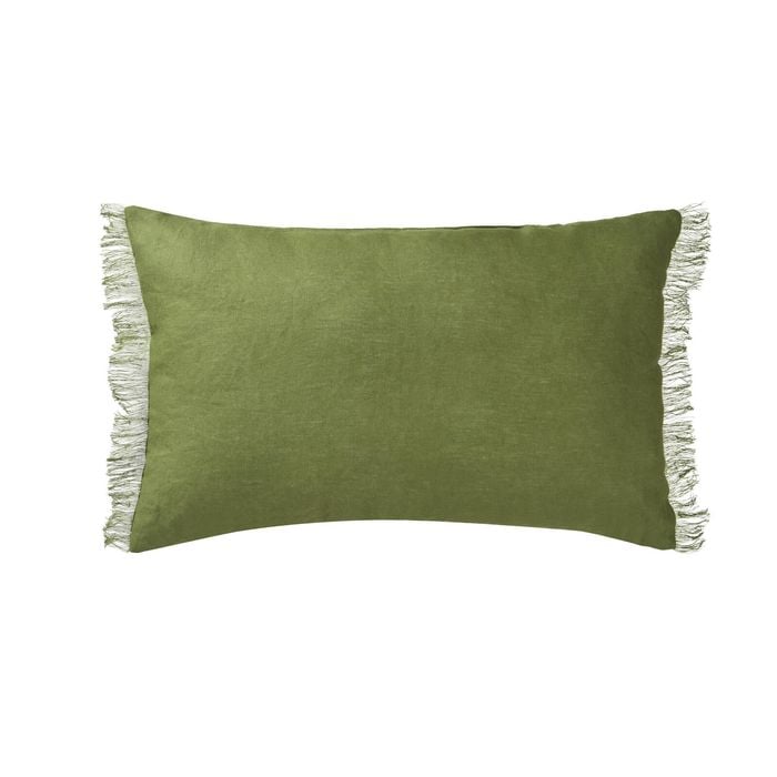 Vintage Design Homewares Olive French Linen Filled Cushion - 35cm x 55cm