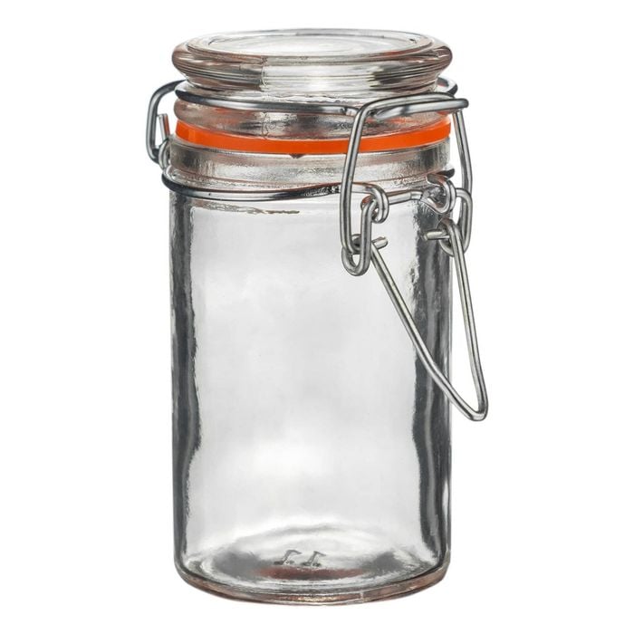Argon Tableware Glass Storage Jar - 70ml/2.5oz - 4 Colour Seals Airtight Kitchen Storage Container Preserving Jar