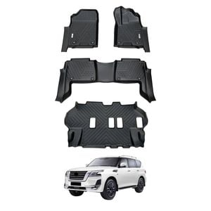 AUSGO 3-Row Set Car Floor Mats for Nissan Patrol Y62 2012-Onwards Floor Liners