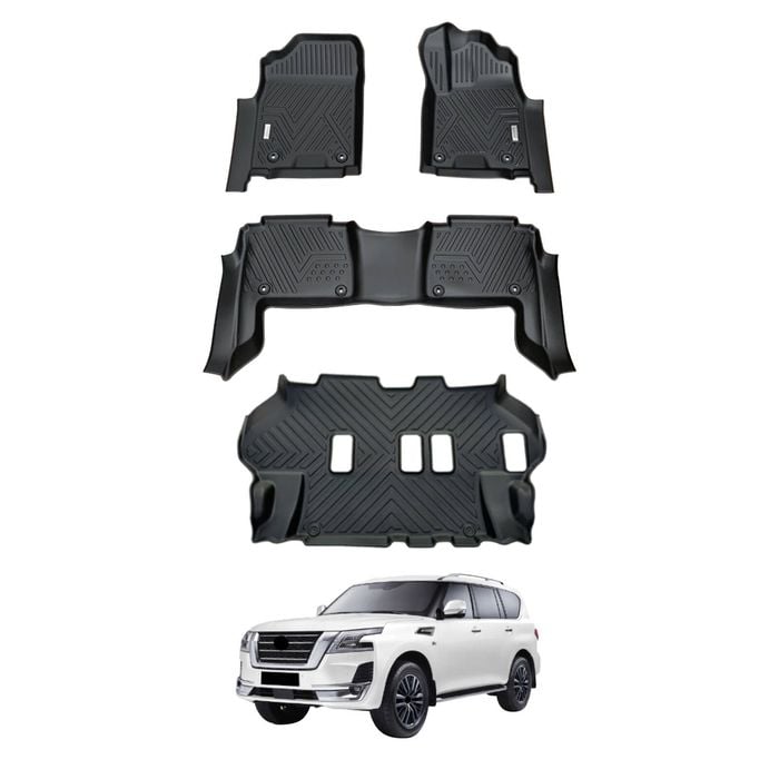 AUSGO 3-Row Set Car Floor Mats for Nissan Patrol Y62 2012-Onwards Floor Liners