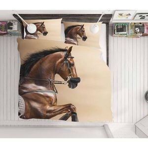 3D Animal Brown Horse 45 Bed Pillowcases Quilt King Size