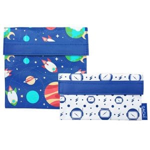 Sachi Set of 2 Reusable Sandwich/Snack Pockets - Outer Space