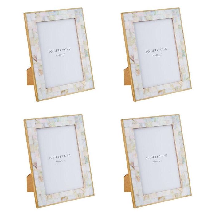 Society Home Mother of Pearl Inlay Photo Frame  5"x7" Set of 4