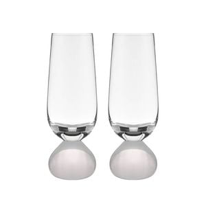 2pc Tempa Zephyr Spherical Champagne Flute Drinking Glasses Set 17cm White
