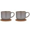 2x 2pc Ladelle Melange Stoneware/cork 500ml Mug & Coaster Set - Light Grey